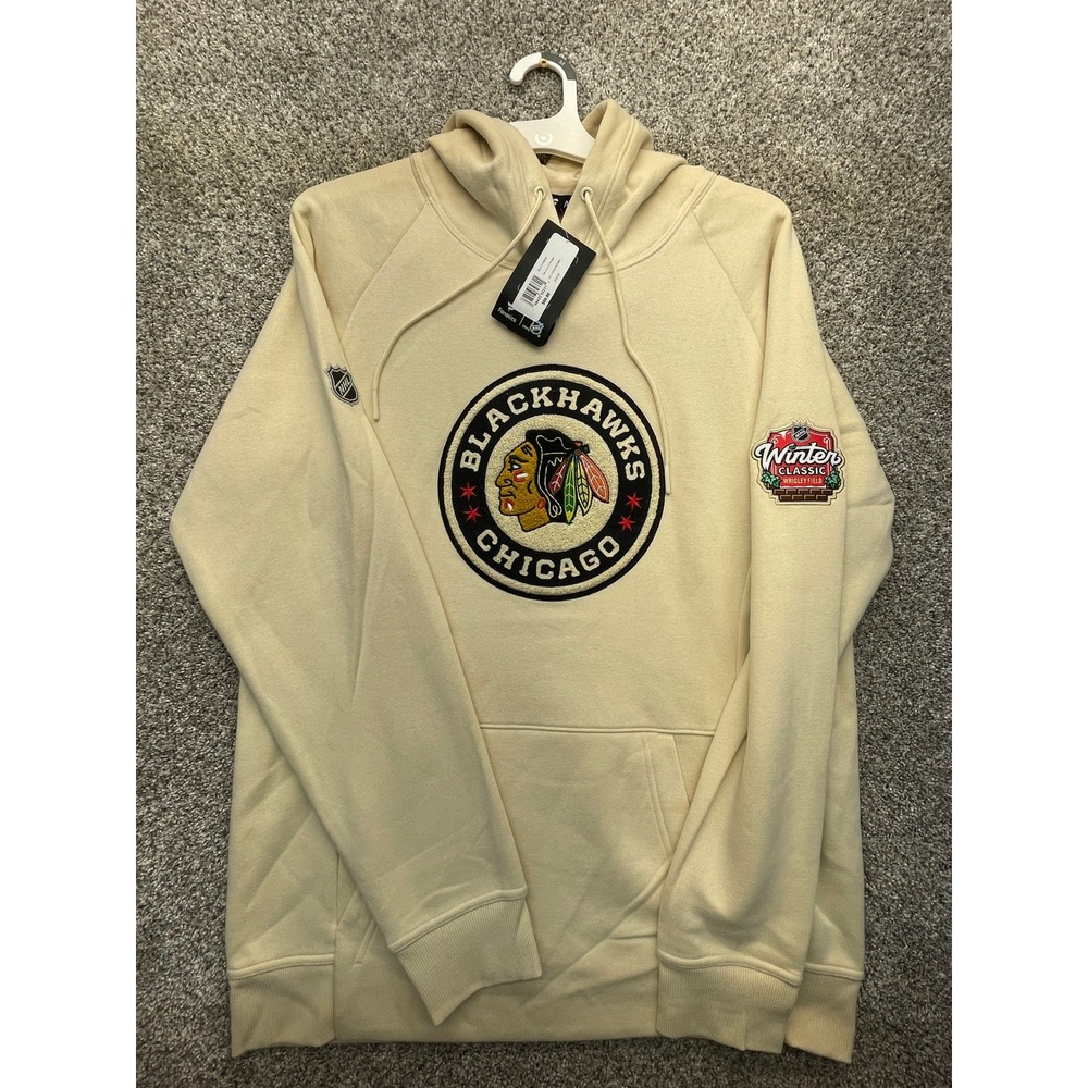 Fanatics Chicago Blackhawks Hoodie Mens M Cream NEW Winter Classic NHL